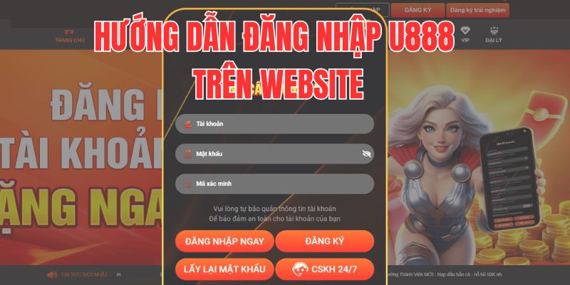 Hướng dẫn đăng nhập U888 trên website