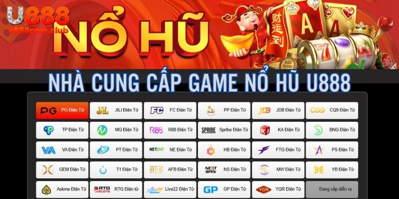 Tổng hợp các nhà cung cấp game slot hàng đầu U888