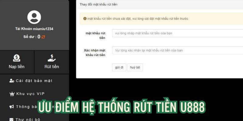 Quy trình thanh toán của U888 sở hữu nhiều ưu điểm nổi bật